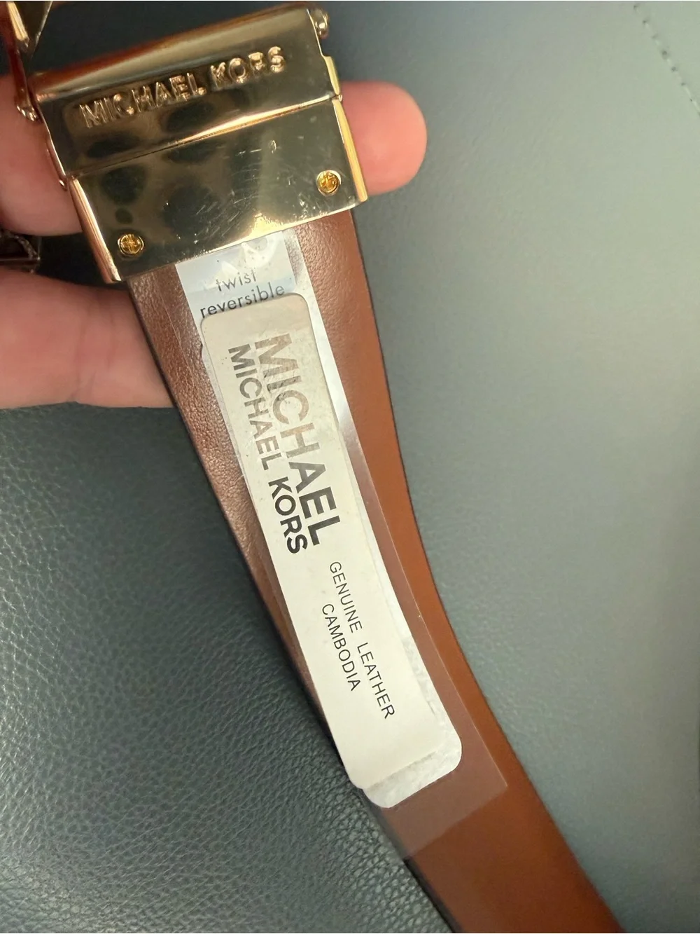 Michael Kors Logo Reversible Belt, Brown / Red
